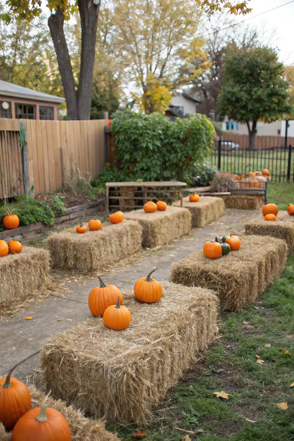 Hay bales make for perfect seasonal seating.