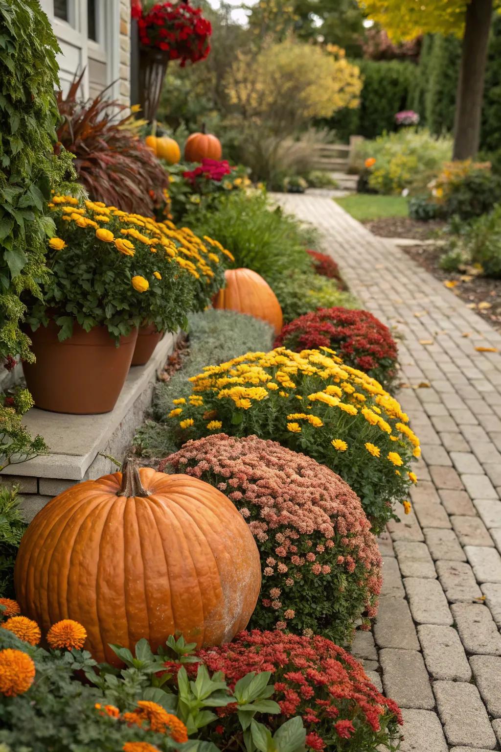 Integrating pumpkins with your garden enhances natural beauty.