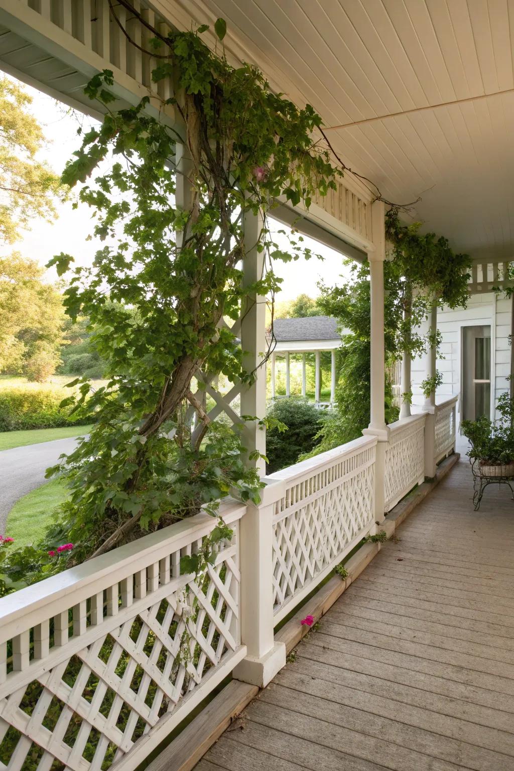 Lattice railings offer privacy with a touch of elegance.