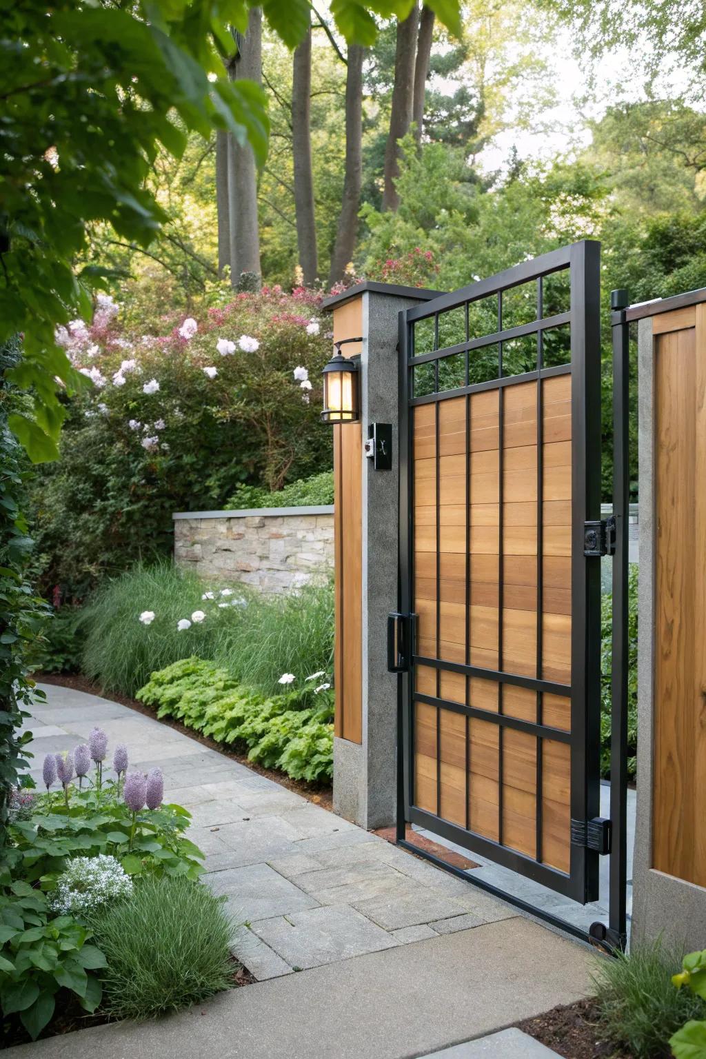 Mixing materials adds texture and interest to your gate.