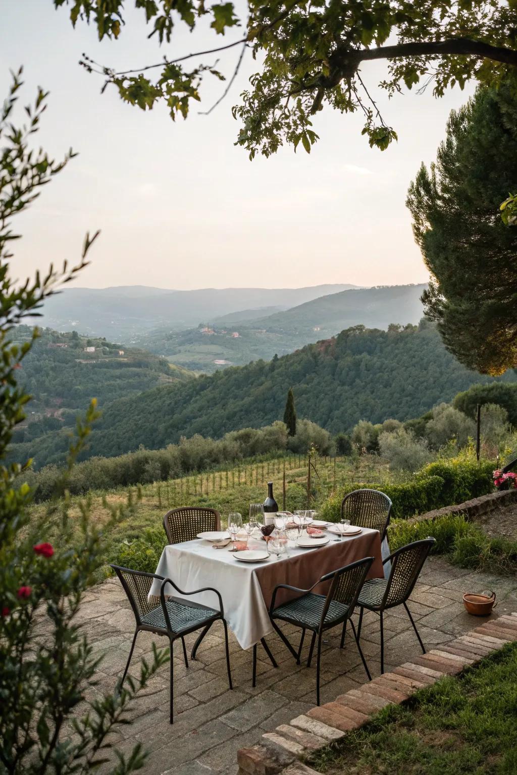An outdoor dining space offers a perfect spot for entertaining.
