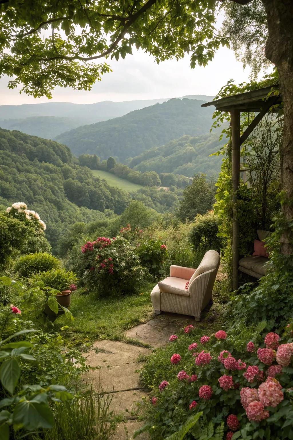 A secret nook offers a peaceful retreat amidst the greenery.