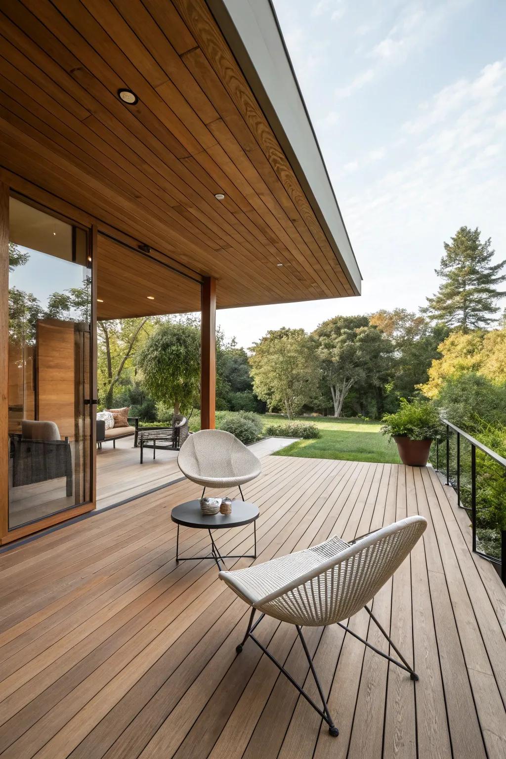 Natural wood brings warmth and elegance to this deck.