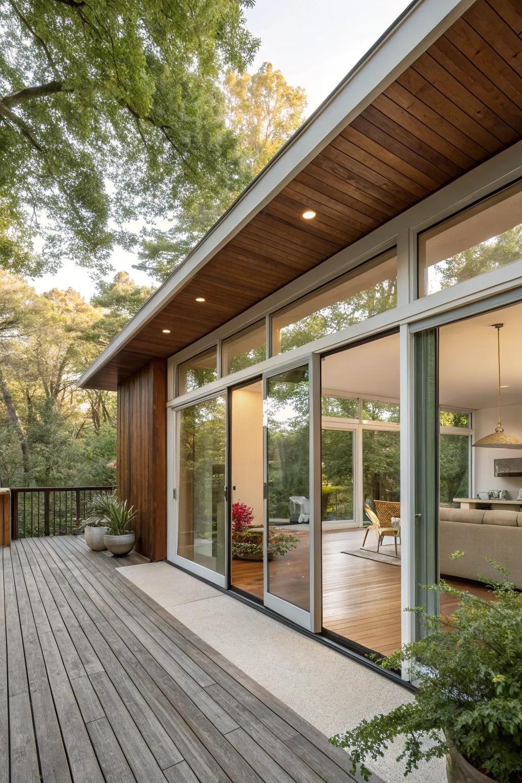 A seamless transition from indoors to a stylish outdoor deck.