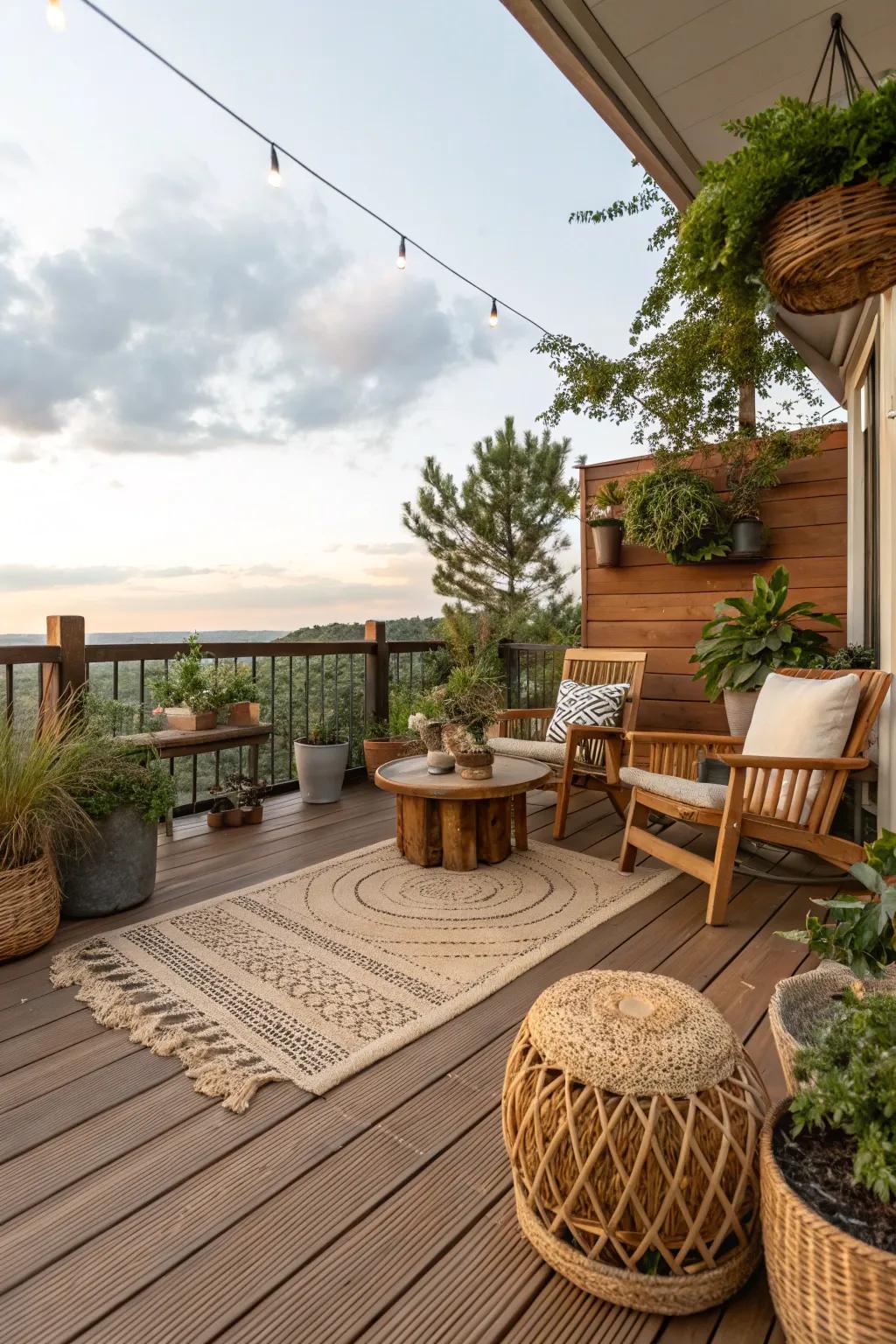 Earthy tones create a serene and inviting atmosphere.