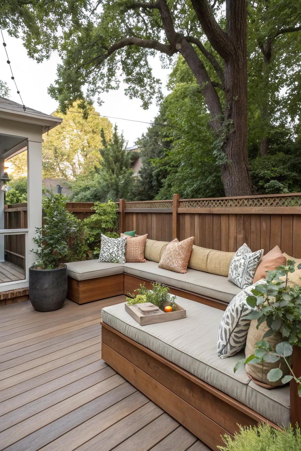 Built-in seating creates a cozy and efficient design.