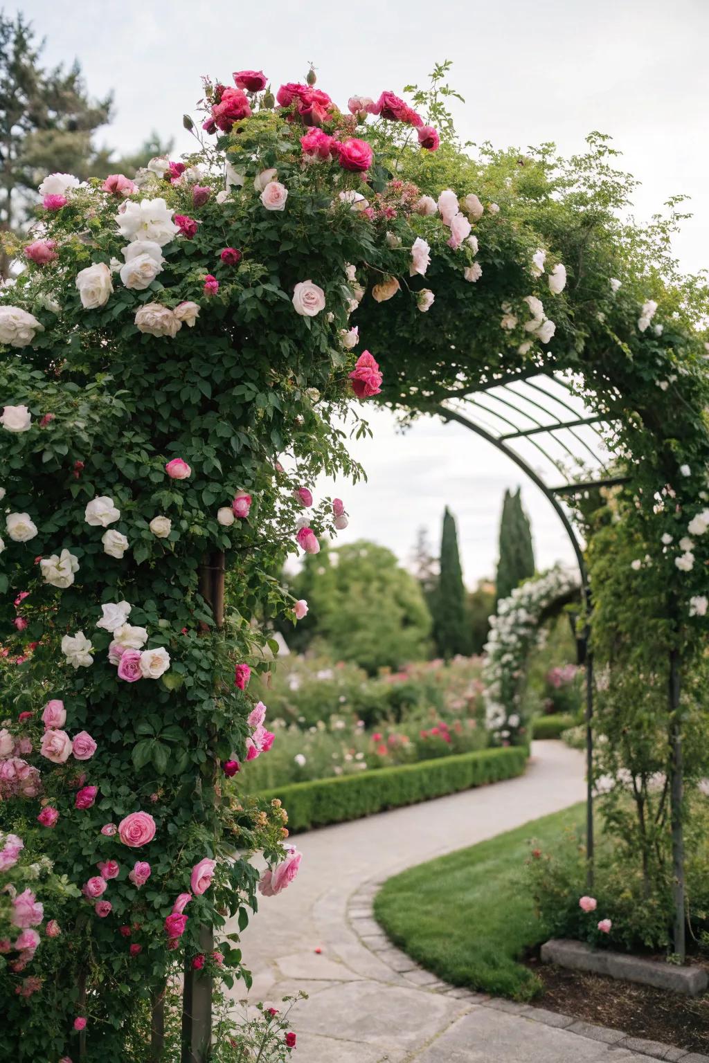 A romantic arch adorned with delicate climbing roses.