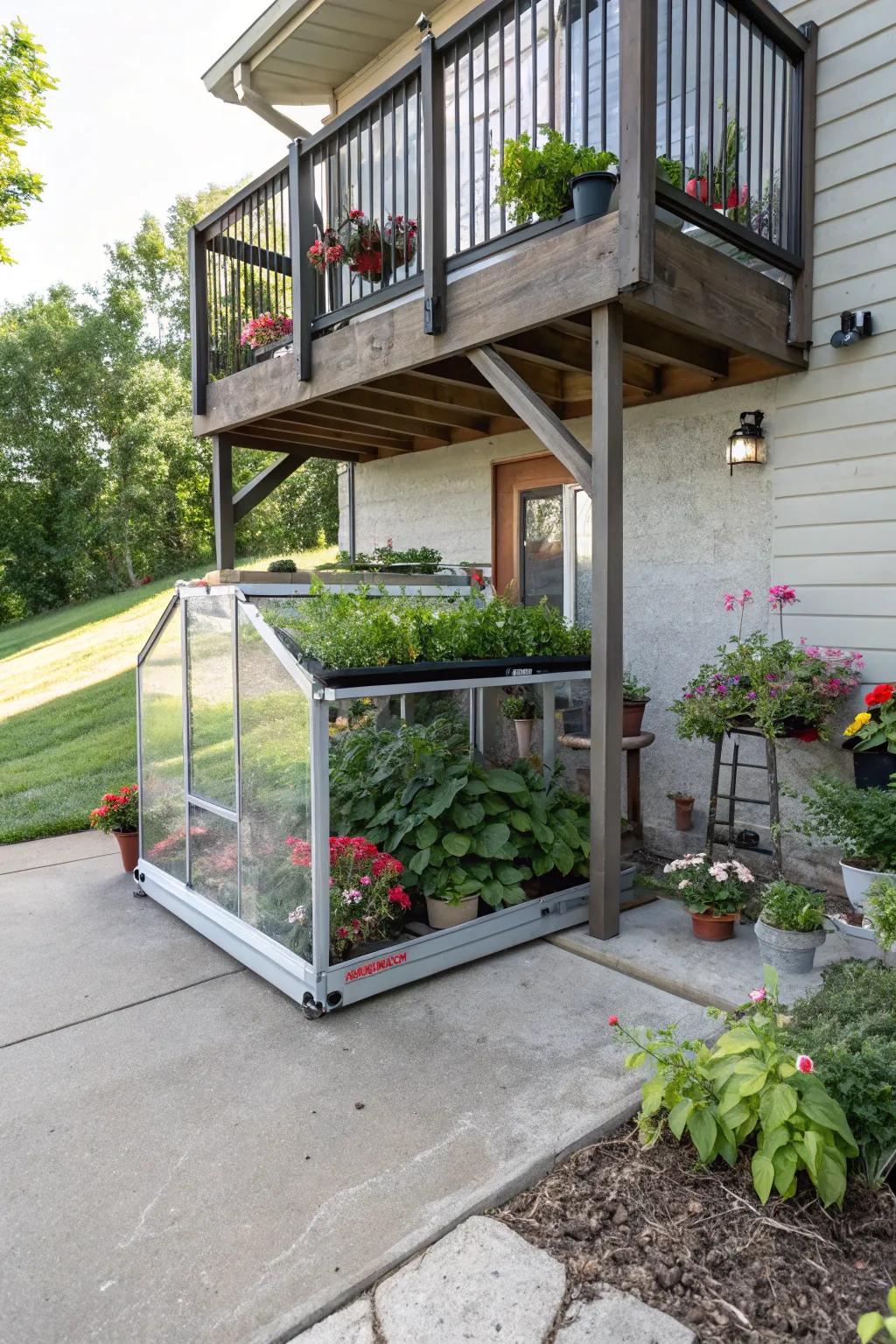 Cultivate plants year-round with a mini greenhouse under your deck.