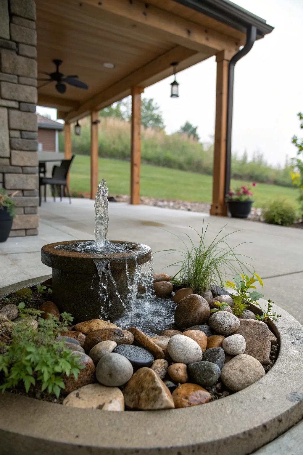 Enhance tranquility with a soothing water feature under your deck.