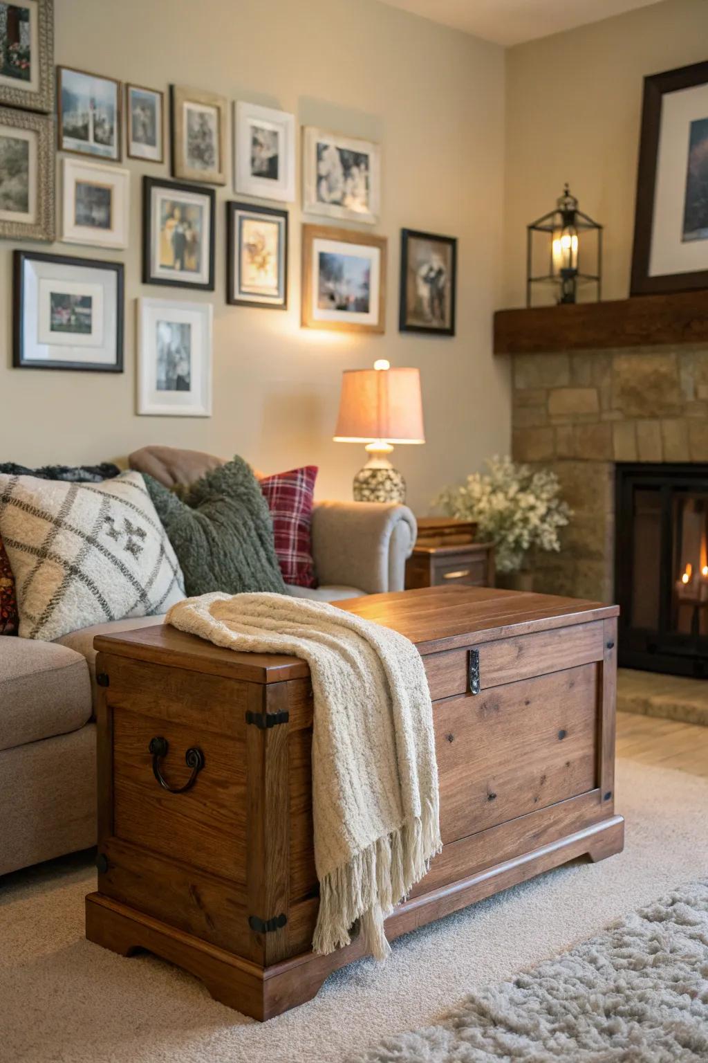 Cedar blanket chest offering both storage and style.