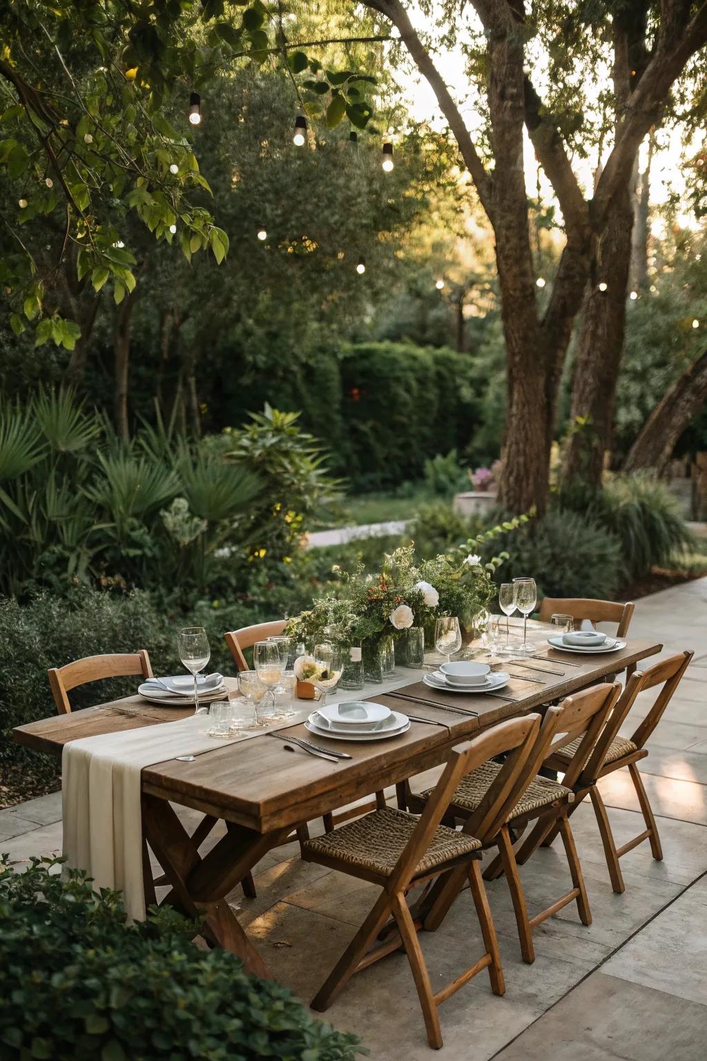 An outdoor cedar dining table perfect for gatherings.