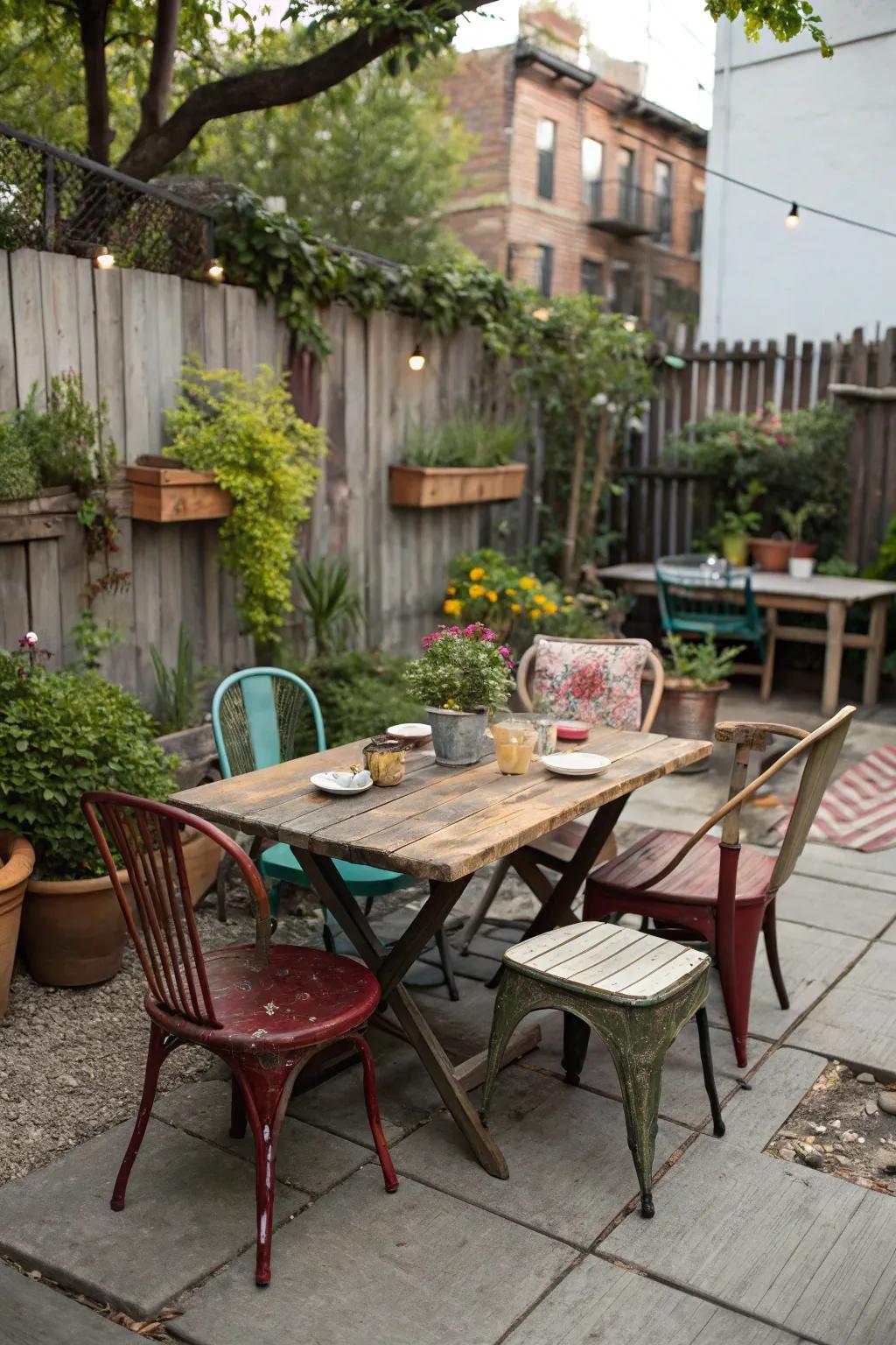 Mixing chair styles adds an eclectic and relaxed feel to dining spaces.