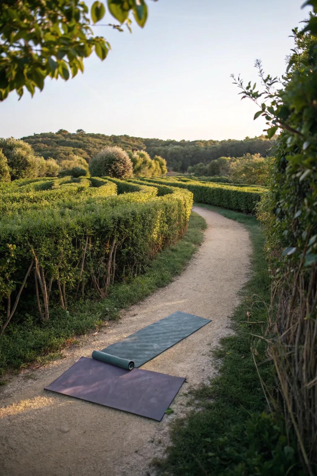 A labyrinth path offers a meditative walking practice in your garden.