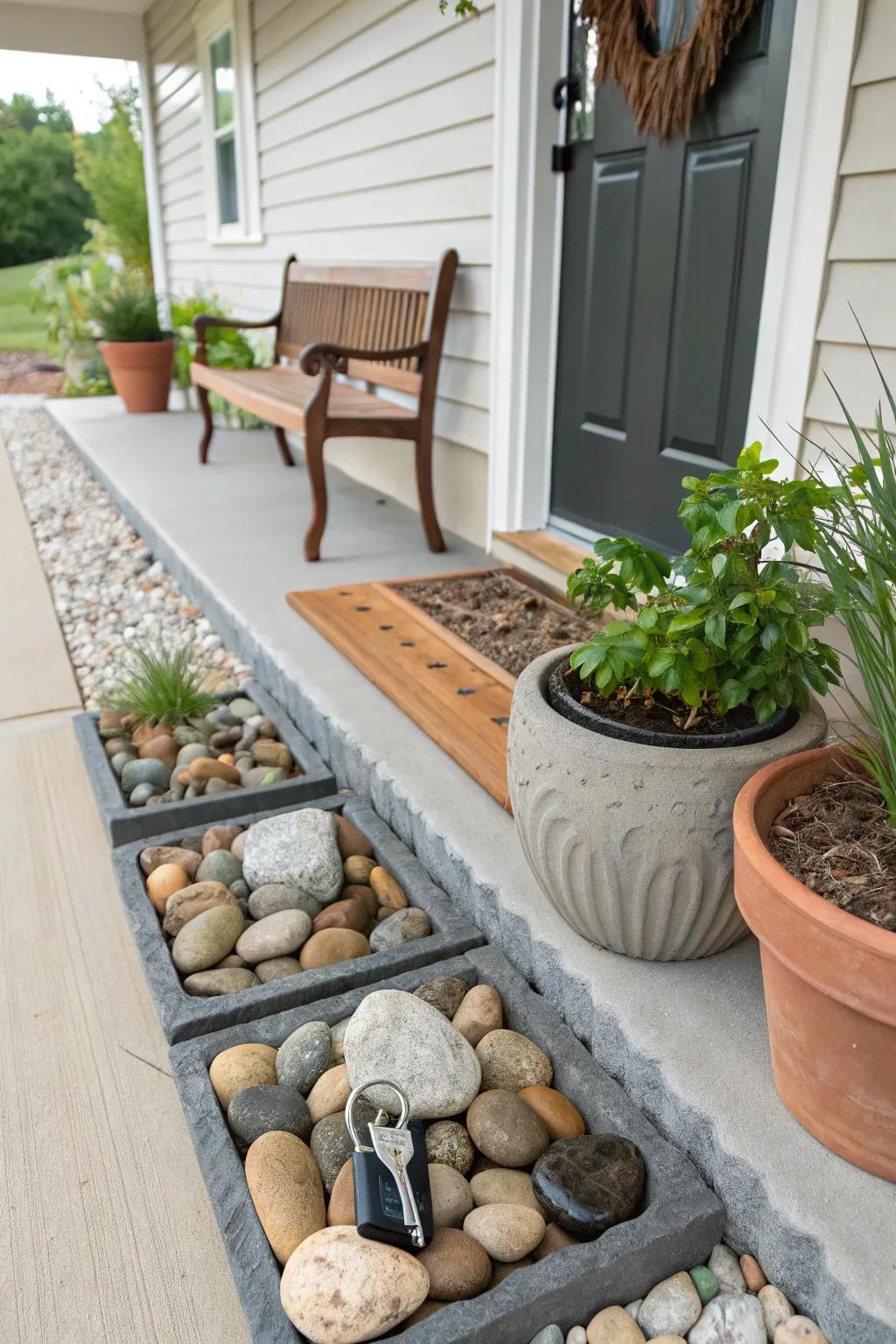 Add intrigue and security with hidden storage rocks.
