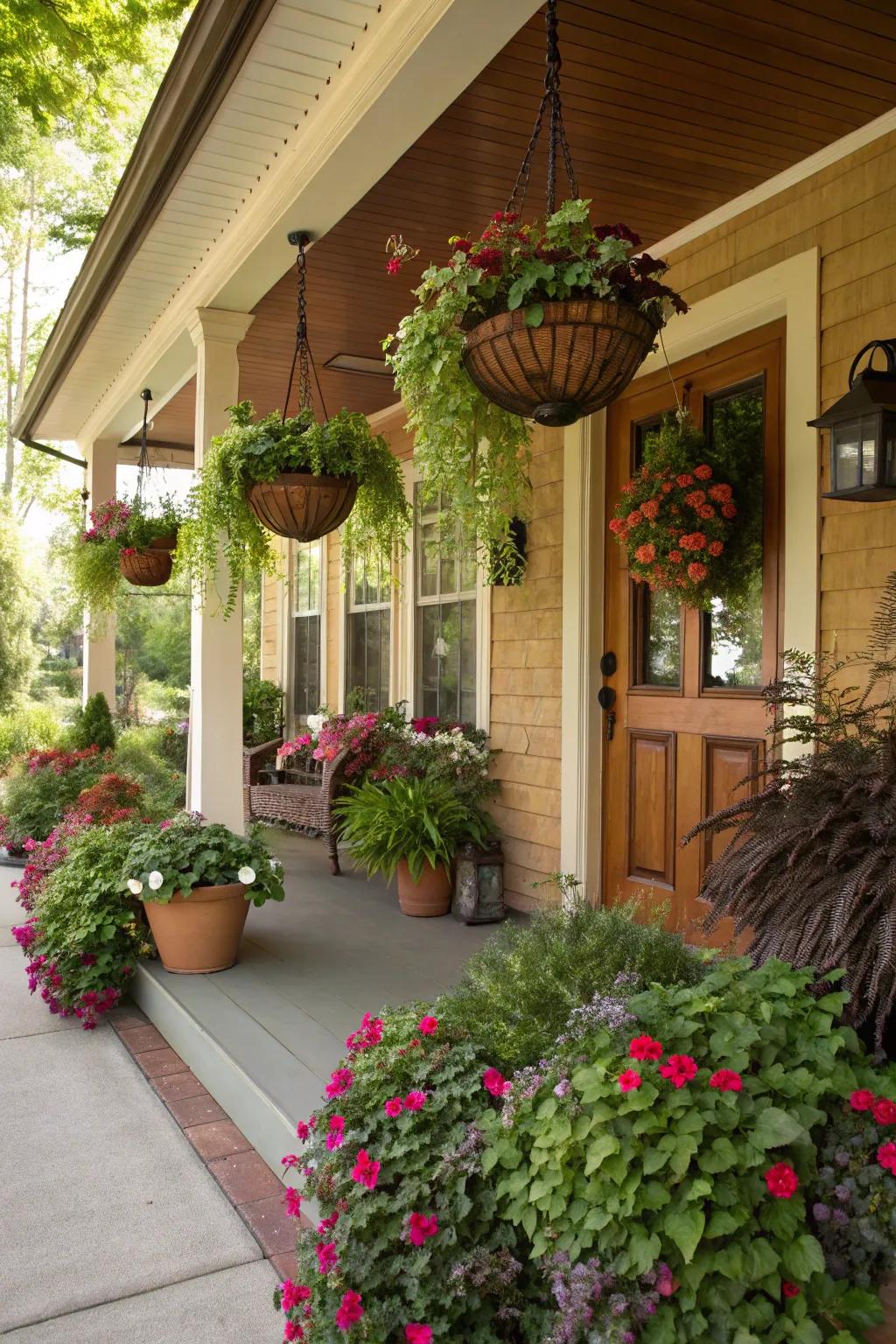 Enhance your porch with greenery and clever planter storage.