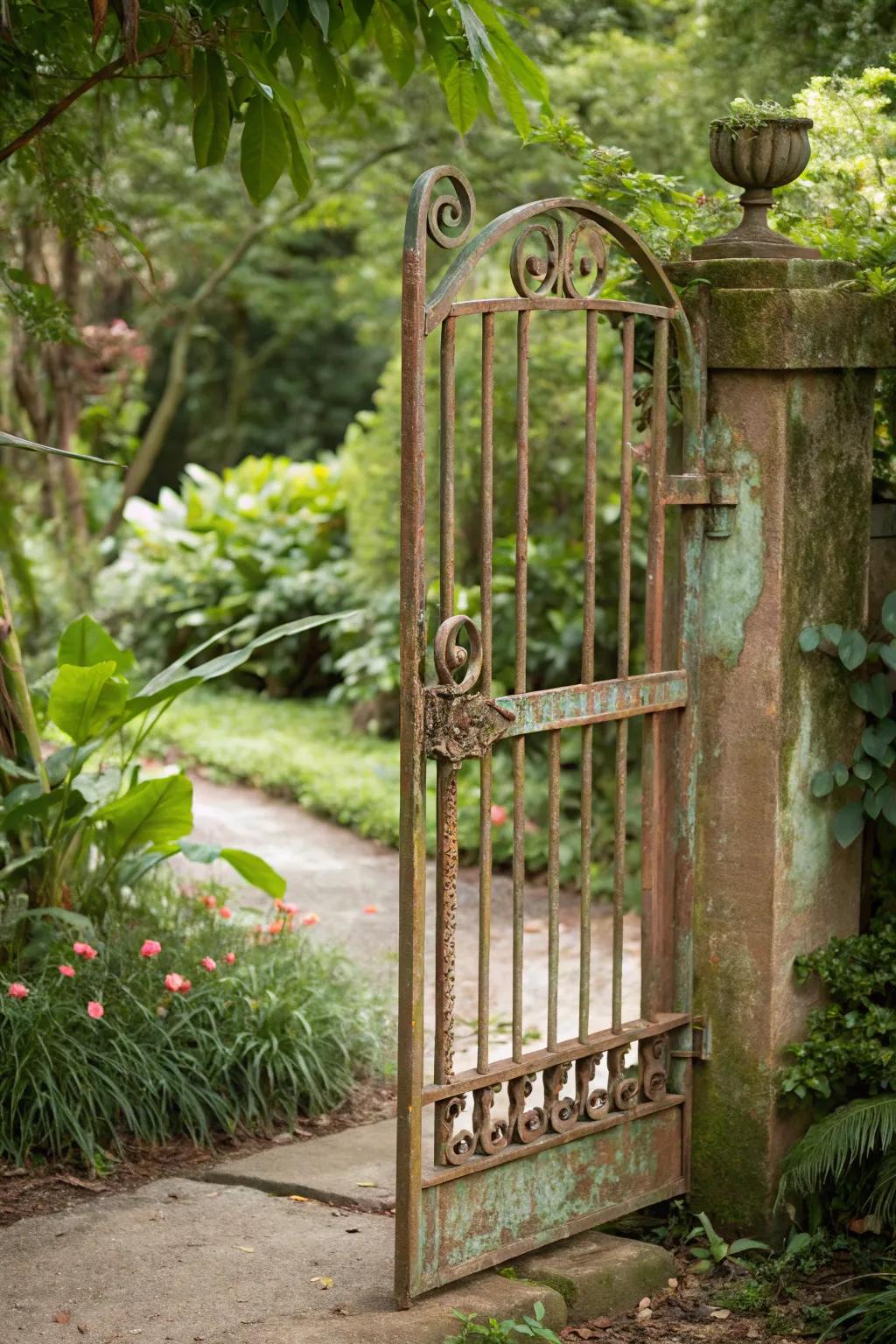 A copper gate evolves with a timeless patina.