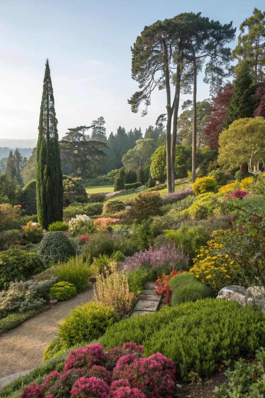 A garden bursting with diverse plant life.