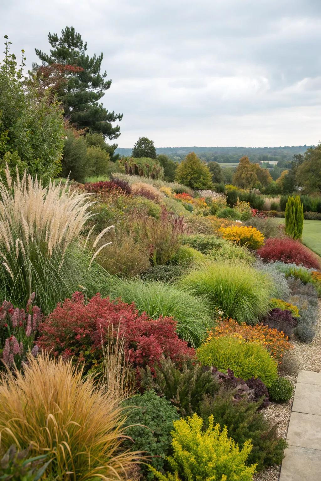 Contrast in greenery brings dynamic texture to contemporary landscapes.