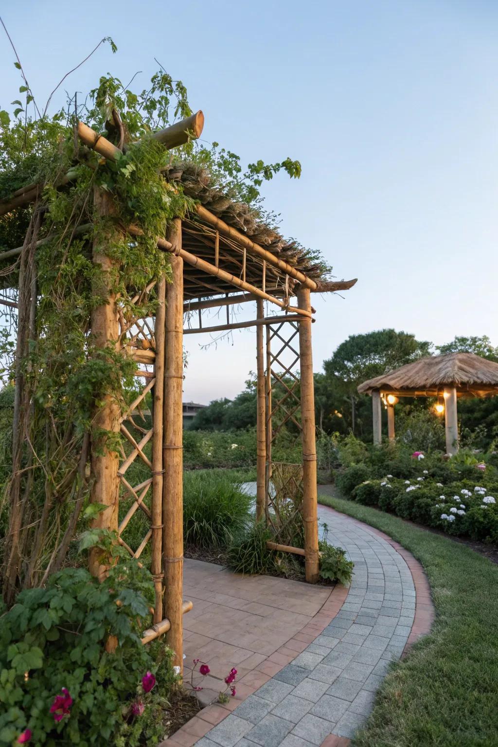 An eco-friendly arbor blends with nature's elegance.