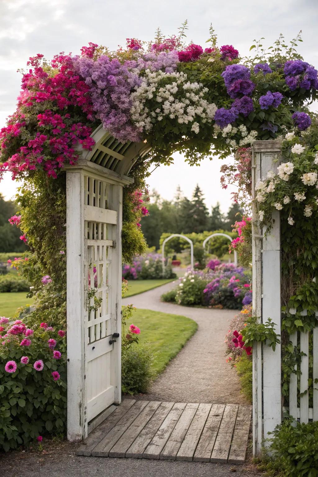 An arbor gateway makes a striking first impression.