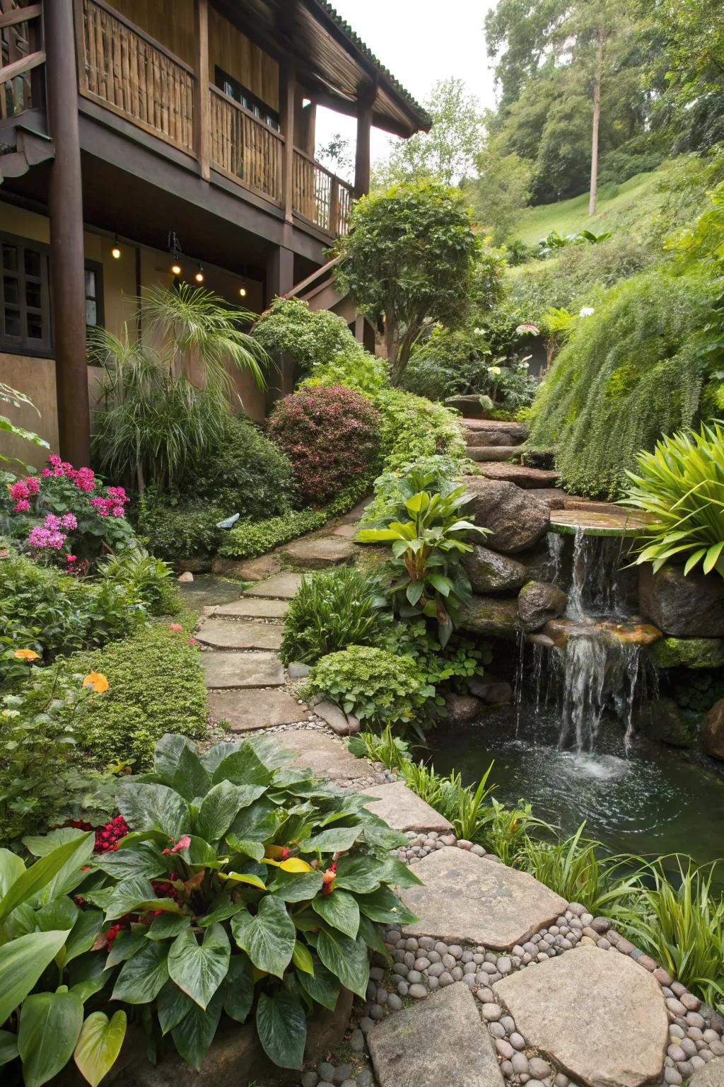Water features add tranquility and beauty to your terrace.