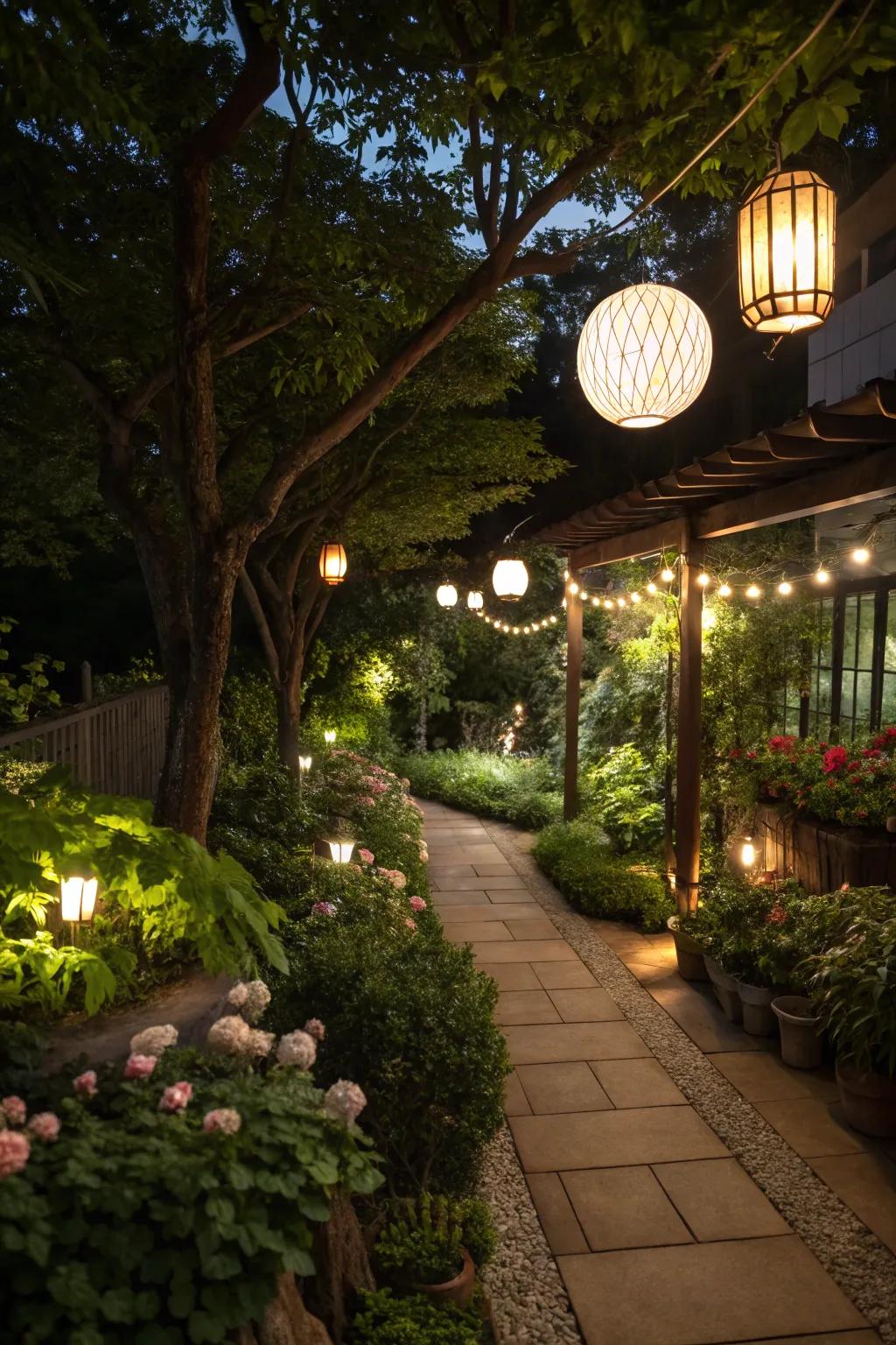 Lighting creates a magical nighttime atmosphere in your terrace garden.