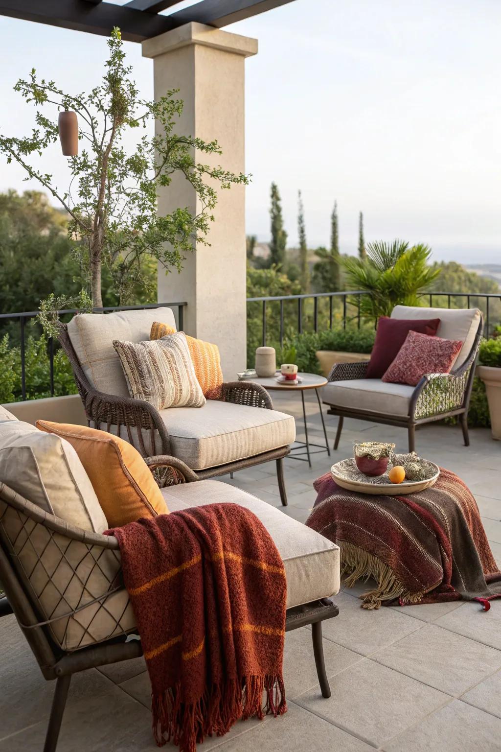 A cozy seating area invites relaxation in your terrace backyard.