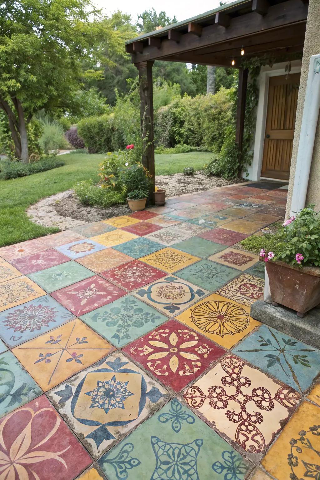 Creative color use turns your patio into an artistic masterpiece.