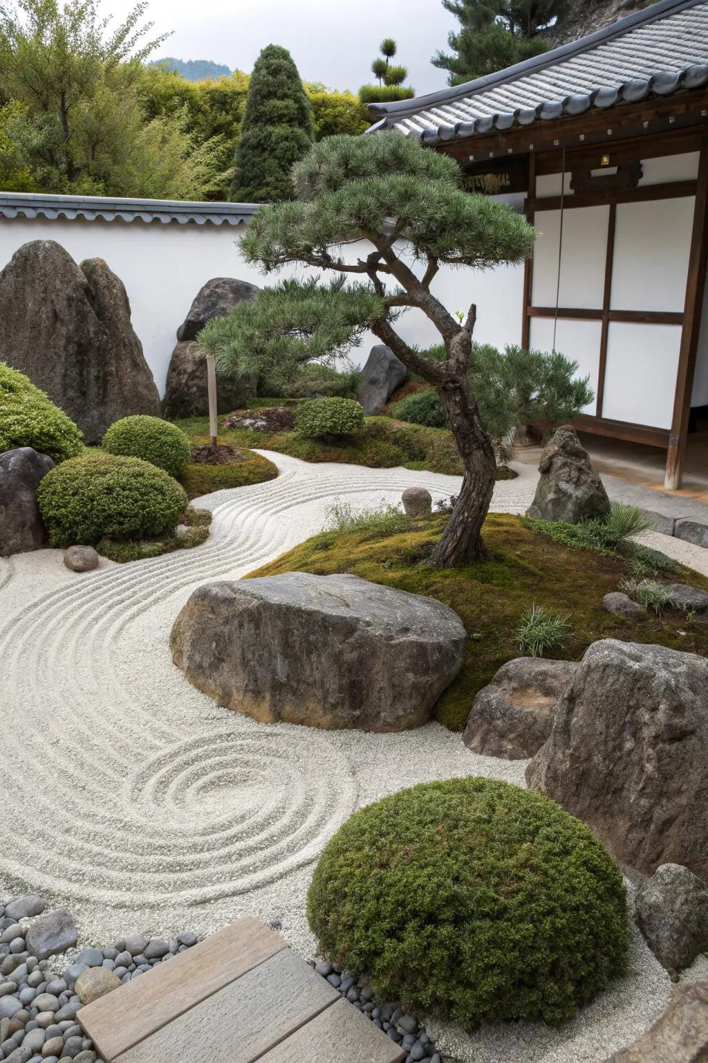 Asymmetry adds a dynamic feel to your garden.