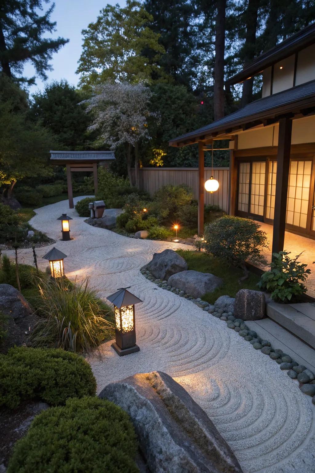 Lanterns enhance evening ambiance in your garden.