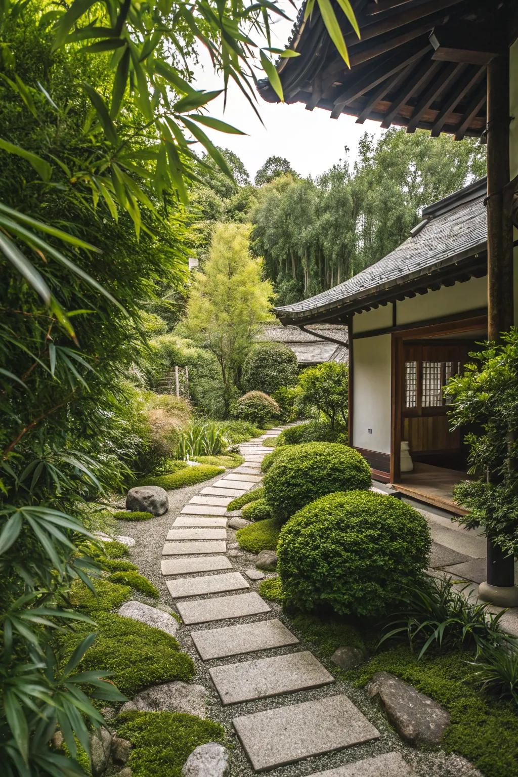 Plants can frame views and create depth.