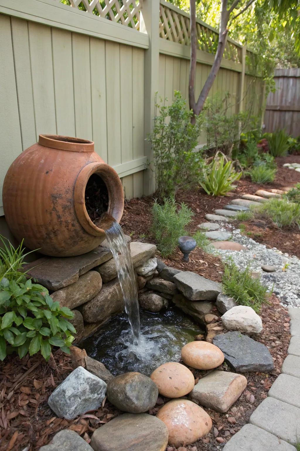 Create a calming atmosphere with a DIY water feature.