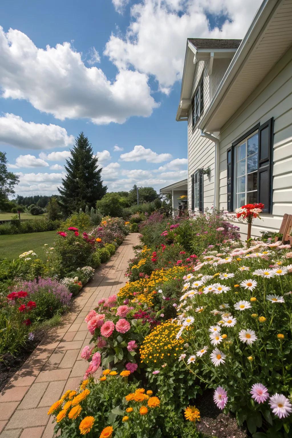 Seasonal blooms ensure year-round beauty.