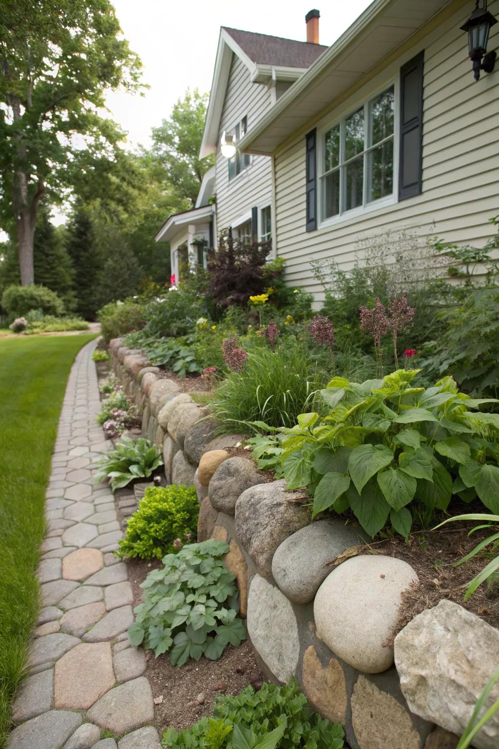 Natural stones add rustic charm.