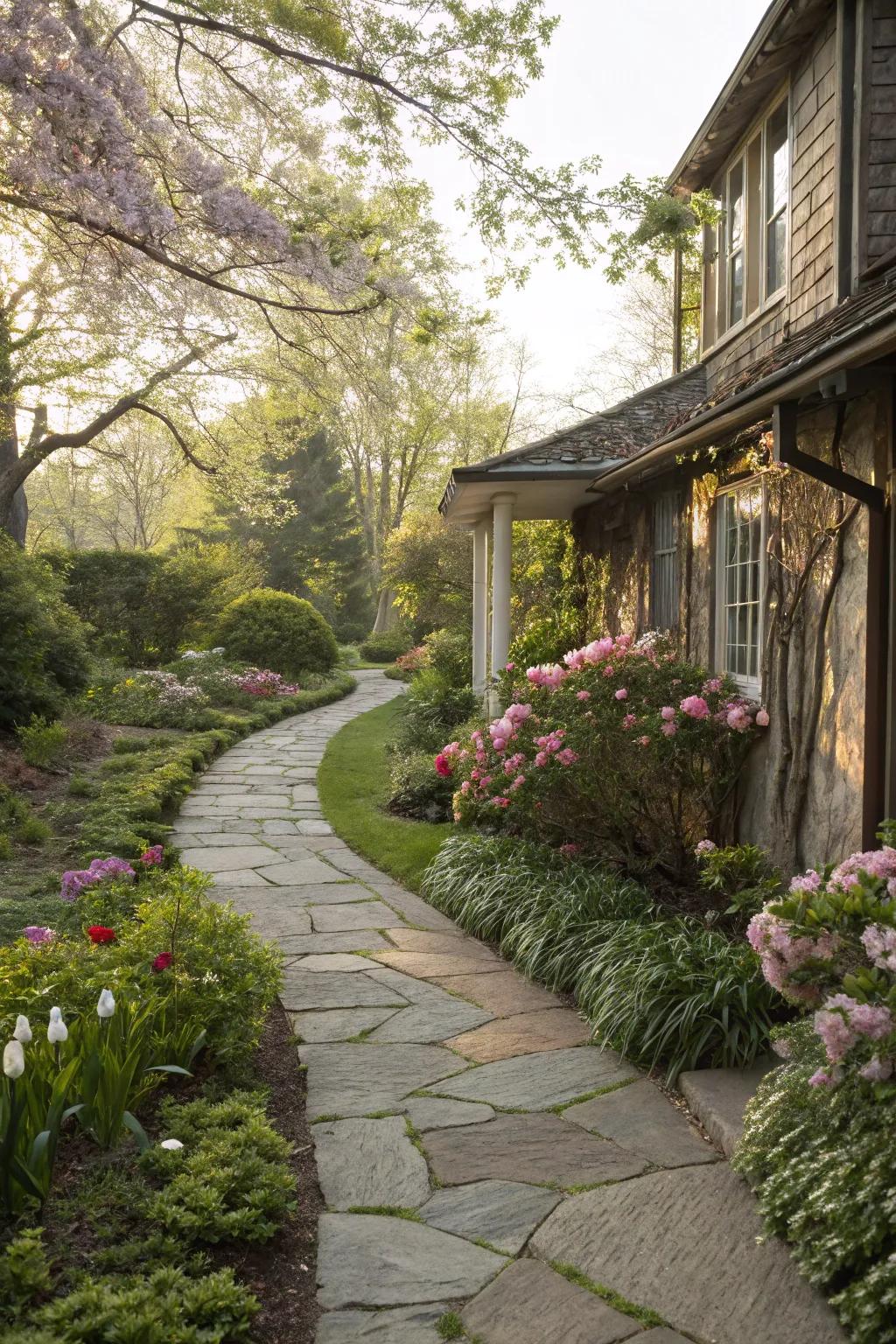 A stone pathway invites you to wander.