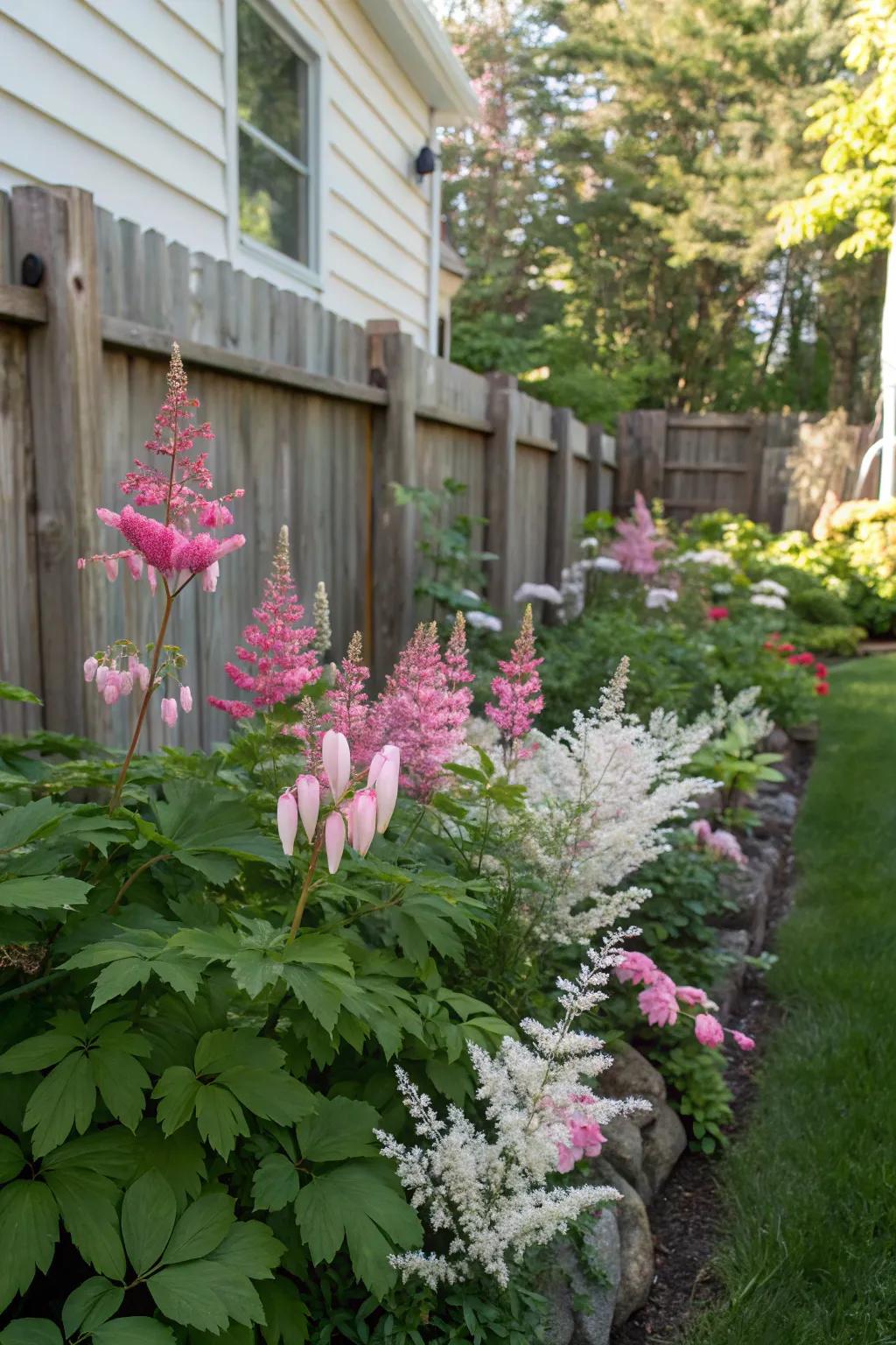 Shade-tolerant flowers bring vibrant color.