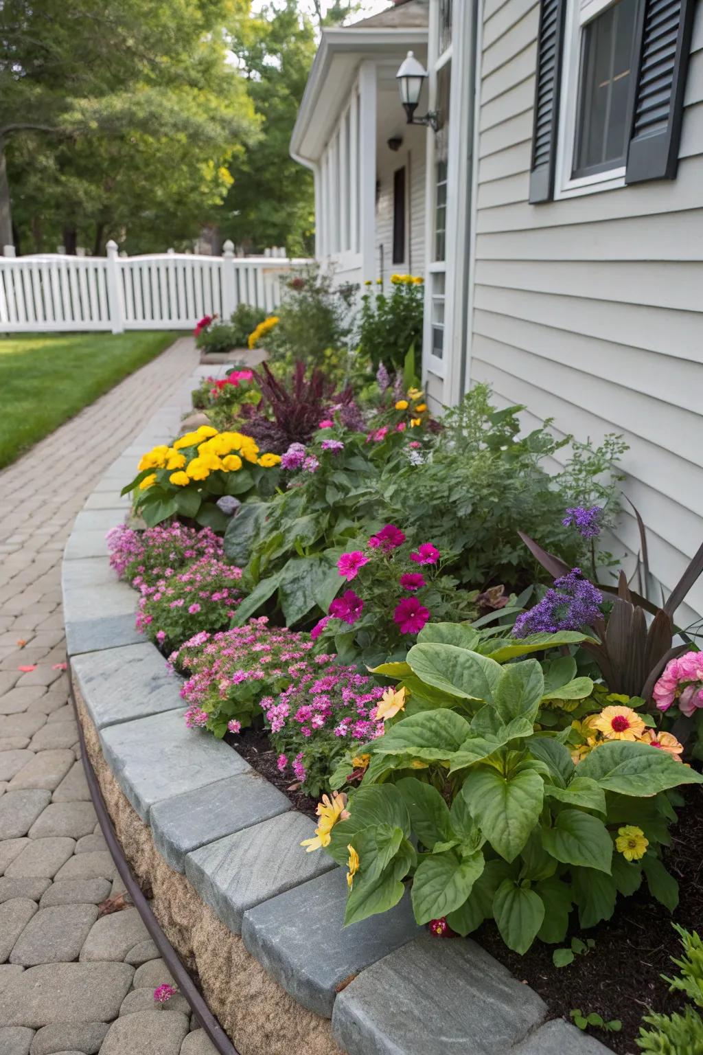 Curved flower beds add a natural touch to any garden.