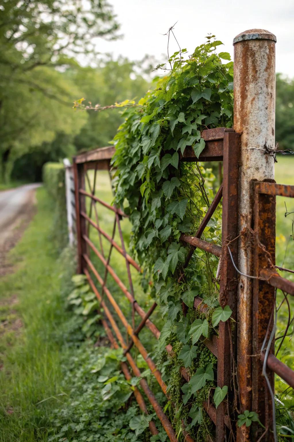 Metal and wood combinations offer durability and style for vine fences.