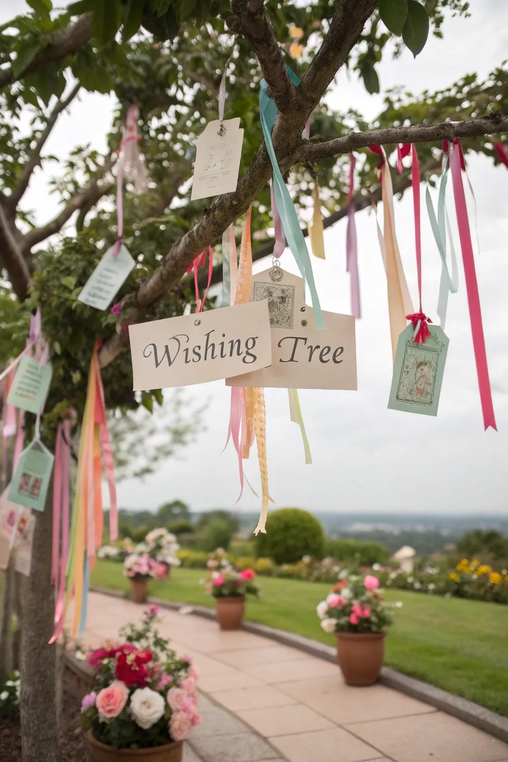 An interactive wishing tree filled with heartfelt messages.