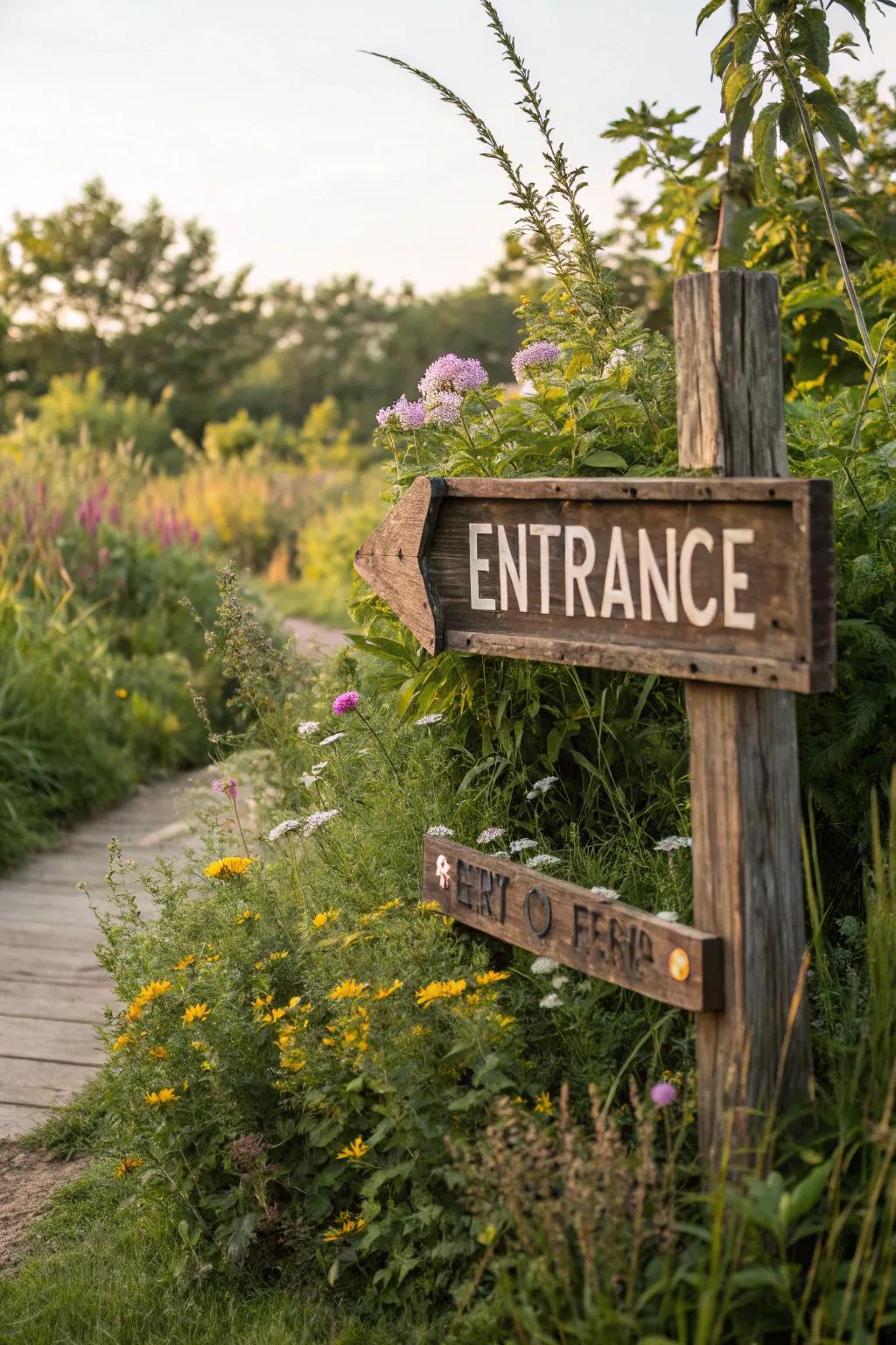 Native plants adding sustainability and ease to the entrance landscaping.