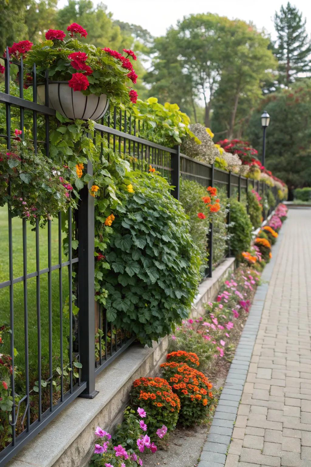 Living wall fence blending nature and structural design.