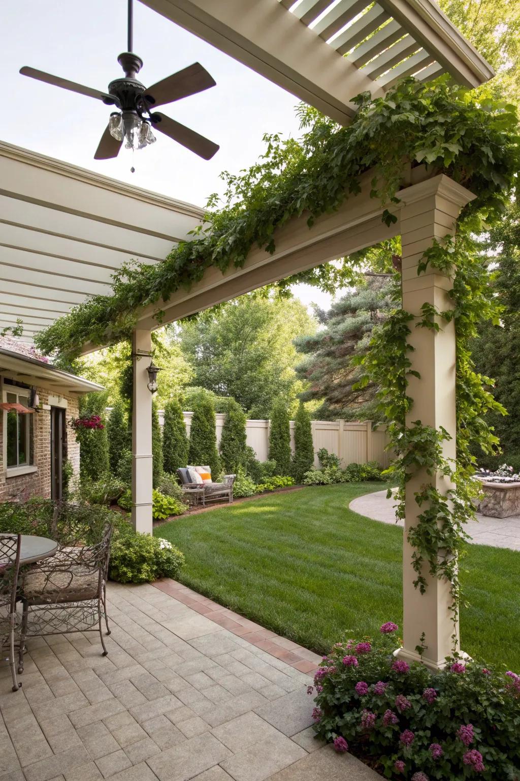 Ceiling fans add comfort and style to your pergola.