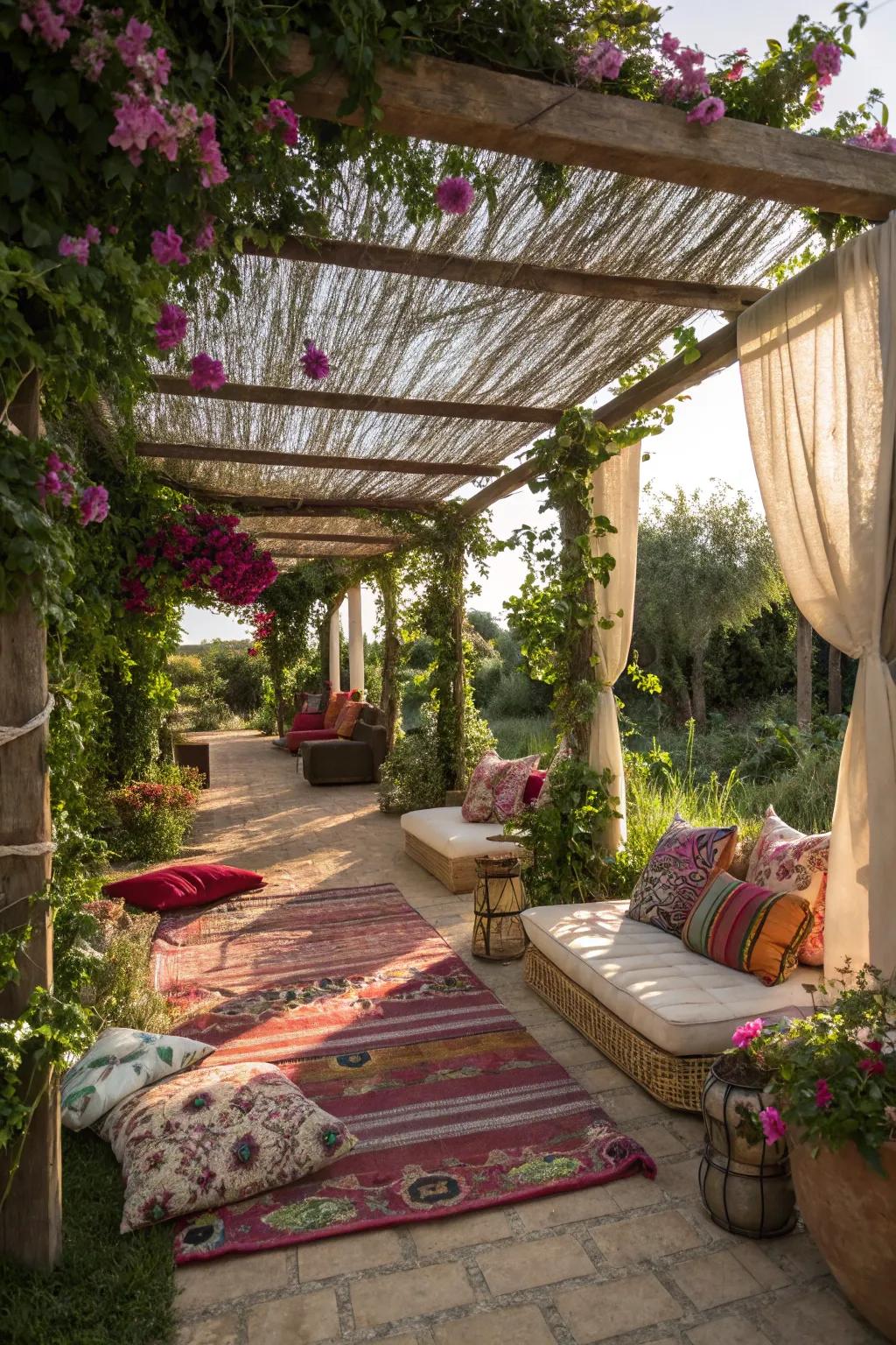 Natural fiber canopies offer a relaxed, bohemian vibe.