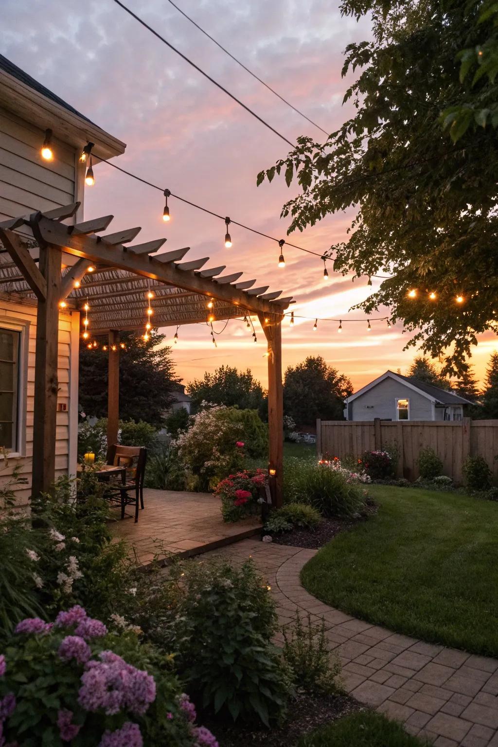 String lights bring a warm and enchanting glow to your outdoor space.