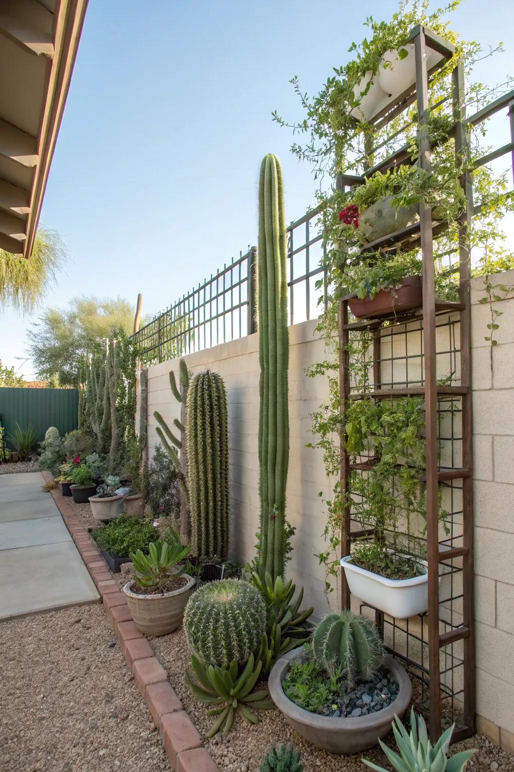 Vertical gardening maximizes space and adds lushness to small backyards.
