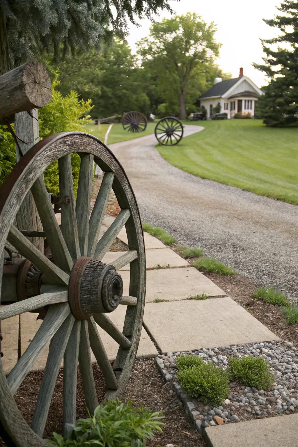 Honoring history with wagon wheels that tell stories of the past.