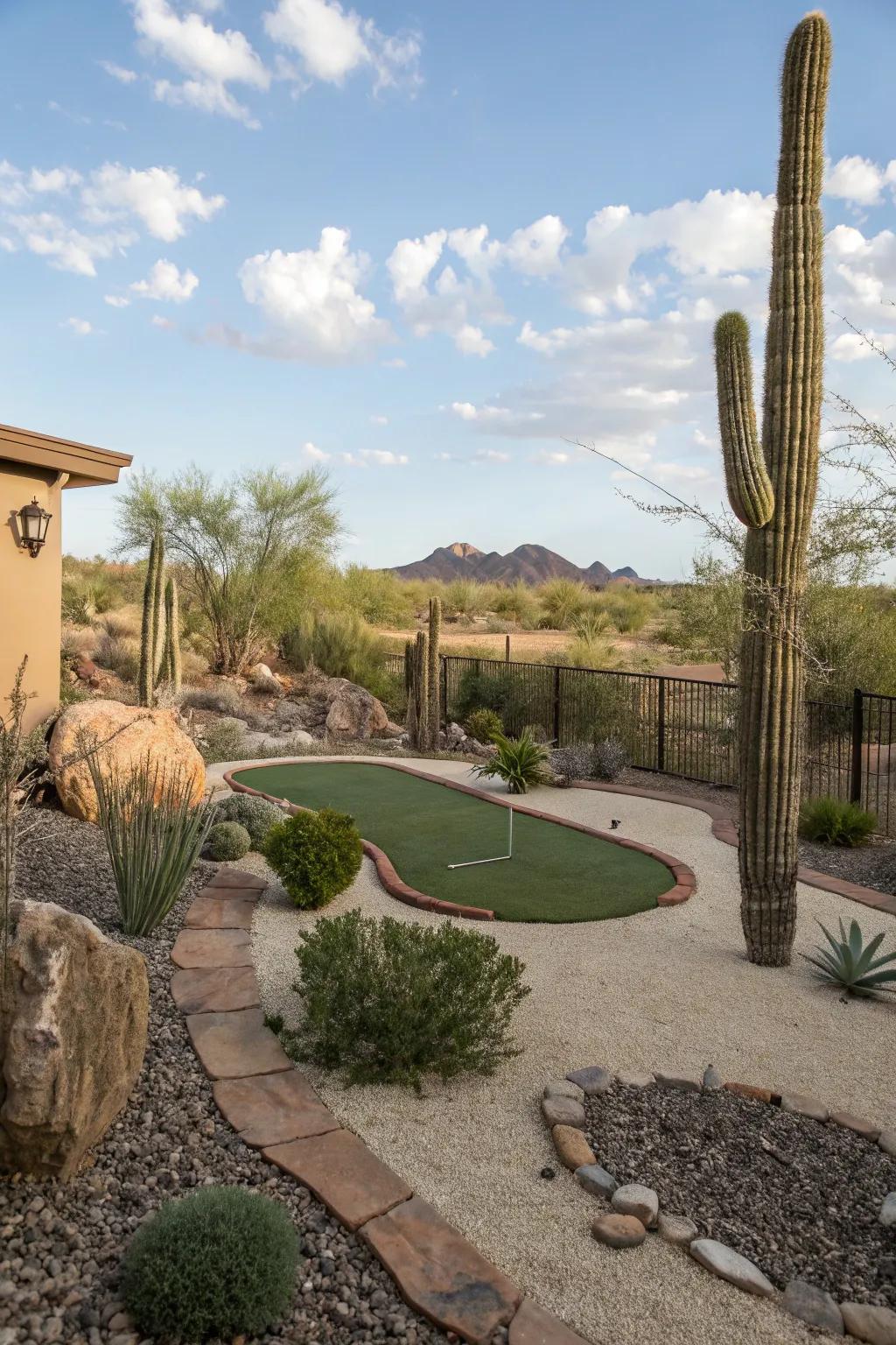 Perfect your swing with a backyard putting green.
