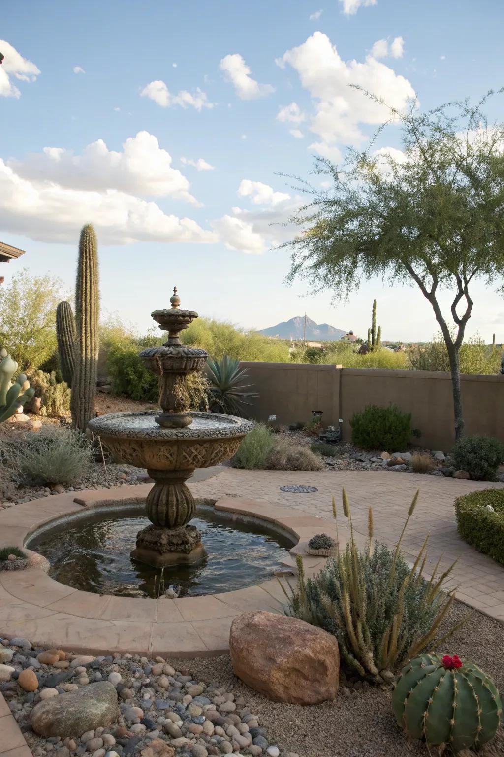 Bring tranquility to your backyard with a water feature.