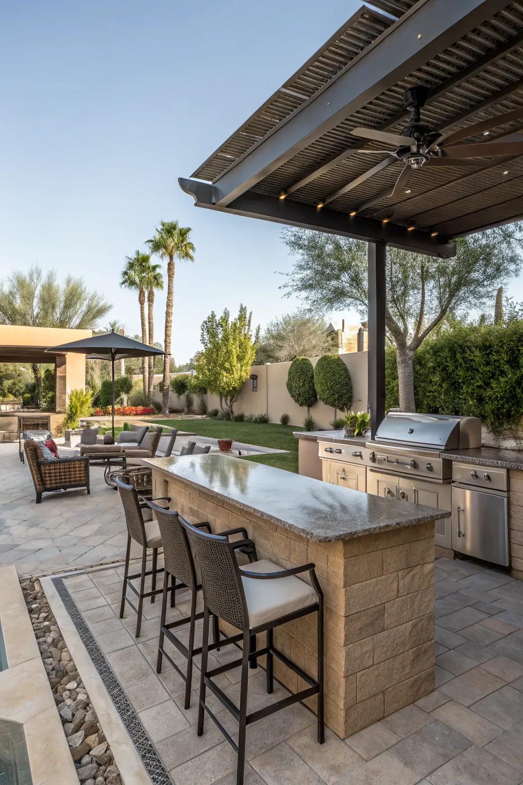 Enhance your backyard with a functional outdoor kitchen.