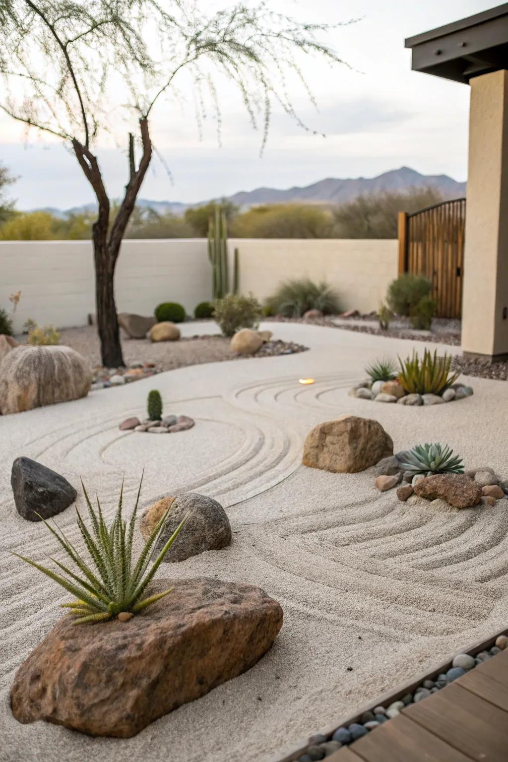 Find peace in a simple, serene Zen garden.